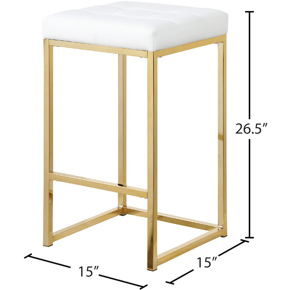 Nicola White Vegan Leather Stool, Set of 2