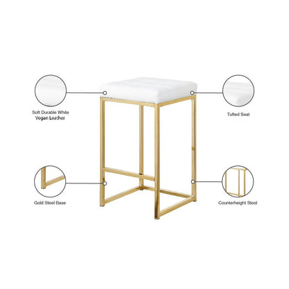 Nicola White Vegan Leather Stool, Set of 2