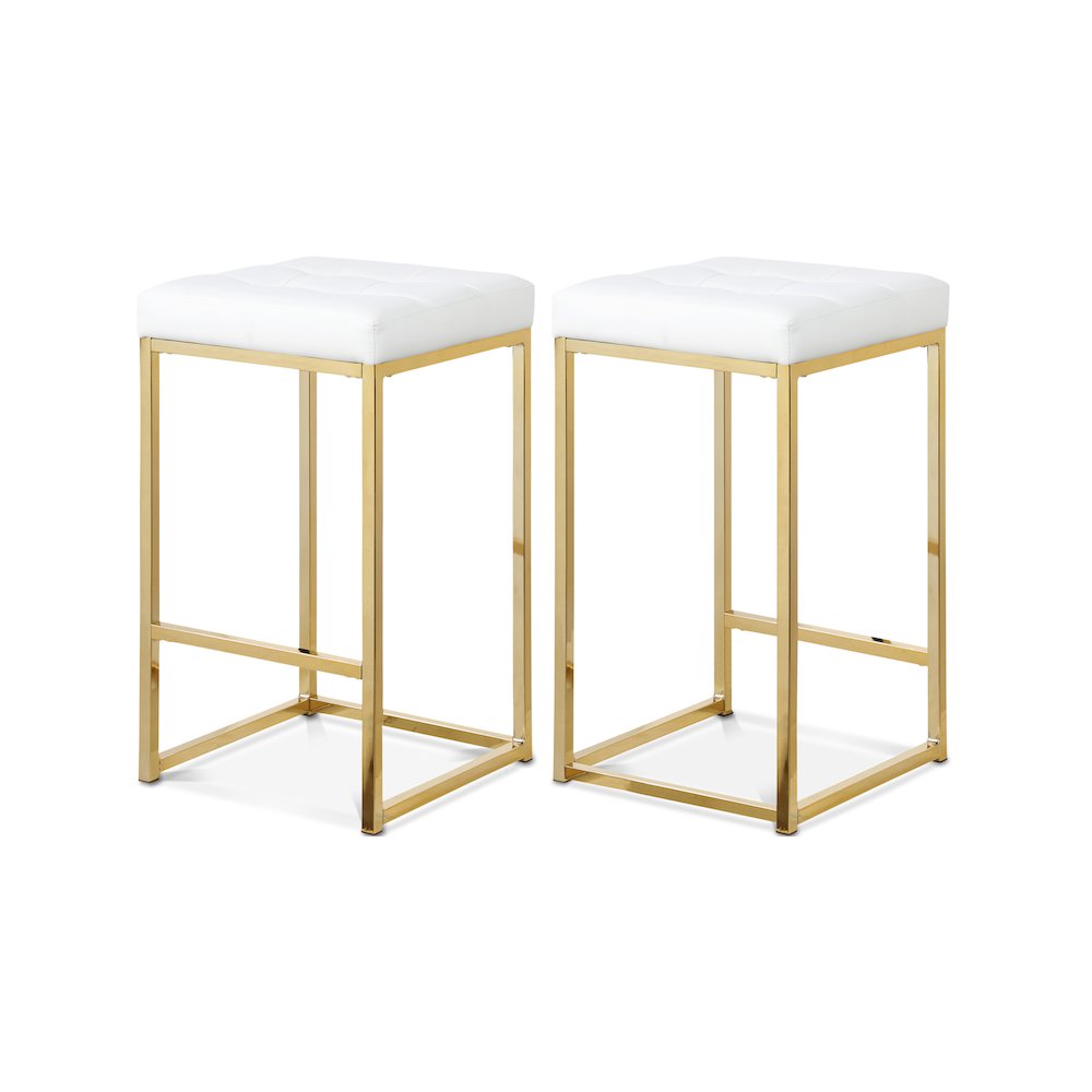 Nicola White Vegan Leather Stool, Set of 2