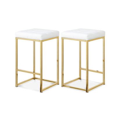 Nicola White Vegan Leather Stool, Set of 2