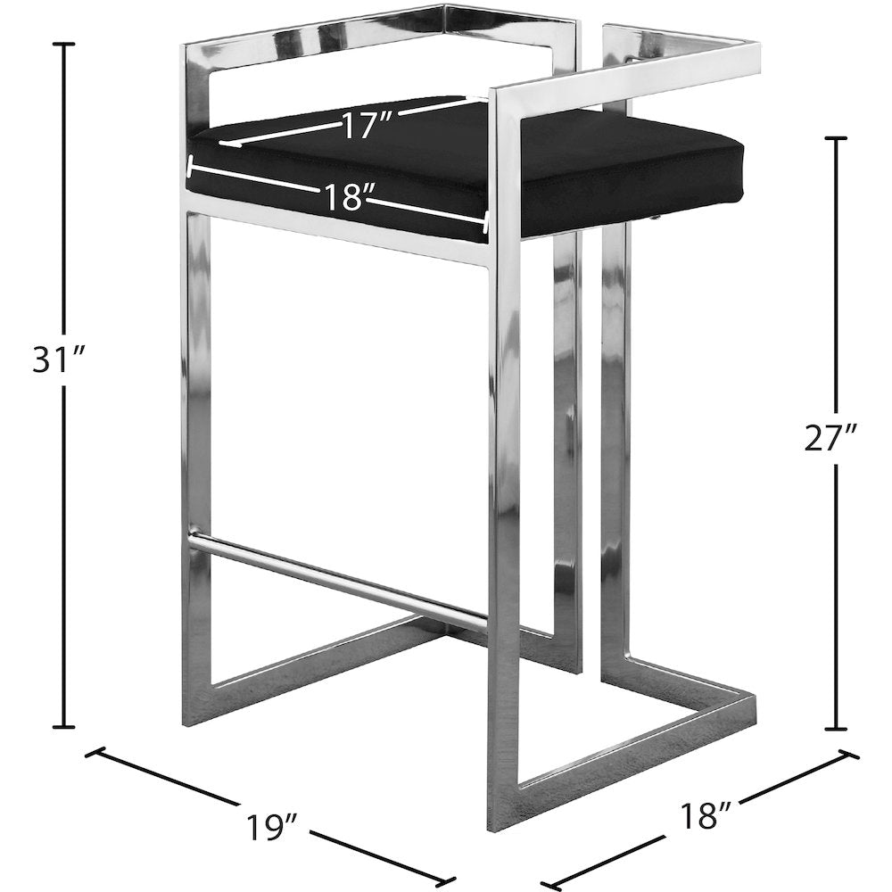 Ezra Black Velvet Stool, Set of 2
