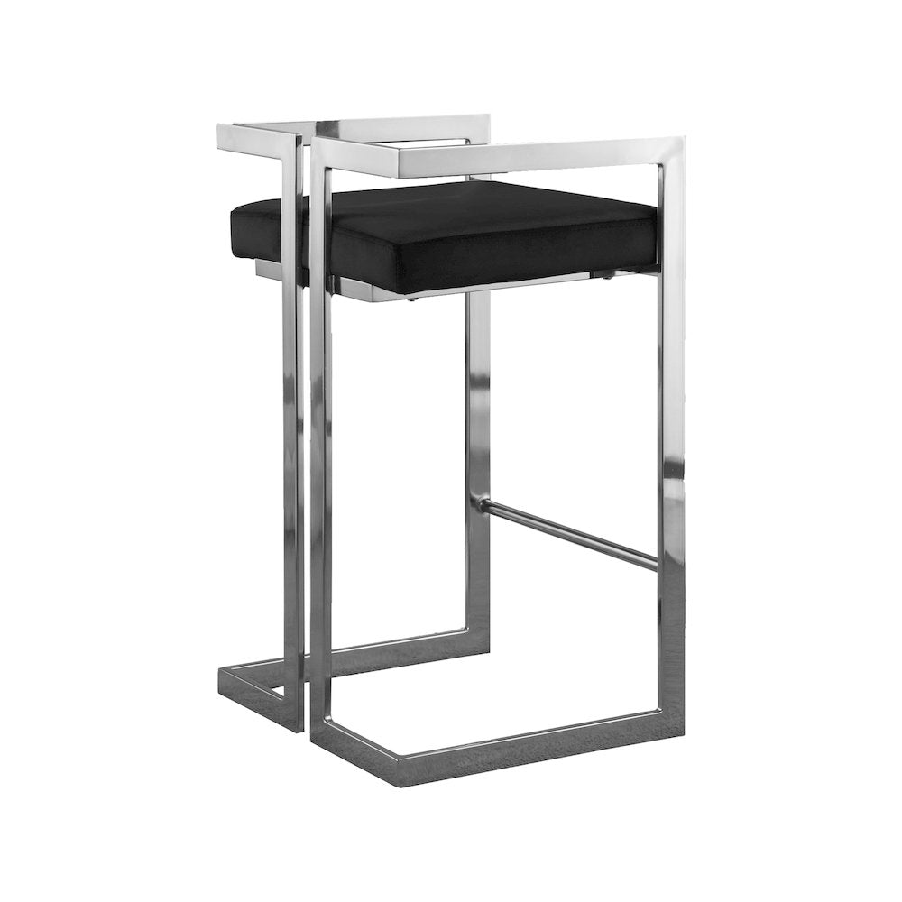 Ezra Black Velvet Stool, Set of 2