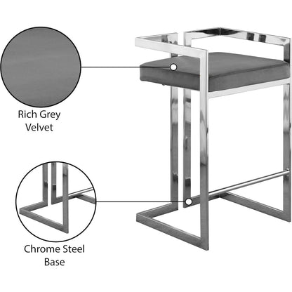 Ezra Grey Velvet Stool, Set of 2