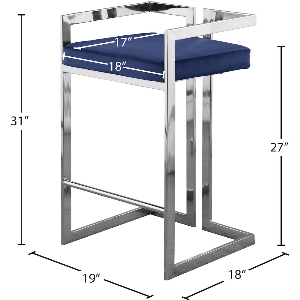 Ezra Navy Velvet Stool, Set of 2
