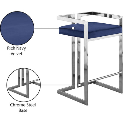 Ezra Navy Velvet Stool, Set of 2