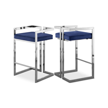 Ezra Navy Velvet Stool, Set of 2