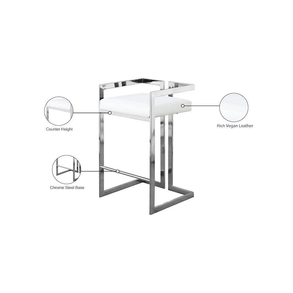 Ezra White Vegan Leather Stool, Set of 2