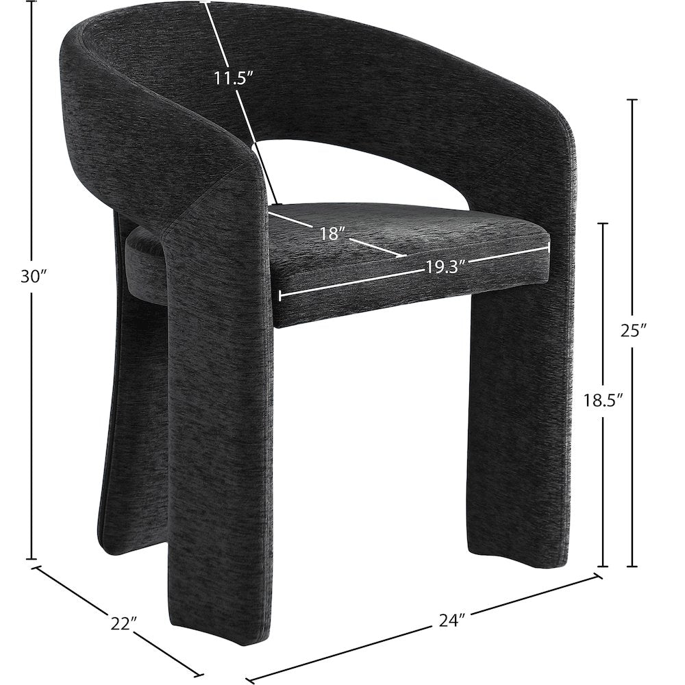 Rendition Black Plush Fabric Dining Chair Set of 2