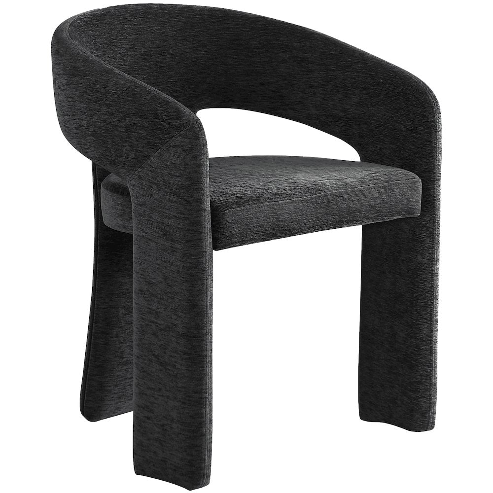 Rendition Black Plush Fabric Dining Chair Set of 2