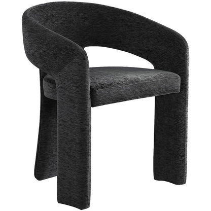 Rendition Black Plush Fabric Dining Chair Set of 2