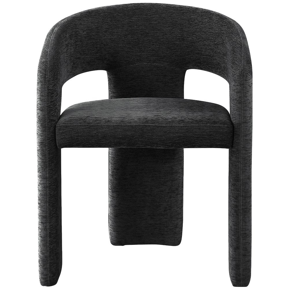 Rendition Black Plush Fabric Dining Chair Set of 2
