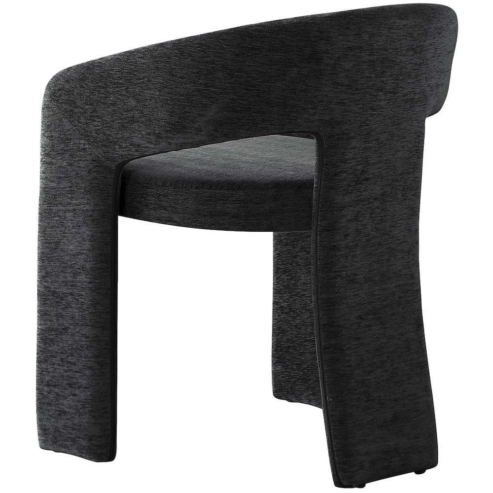 Rendition Black Plush Fabric Dining Chair Set of 2