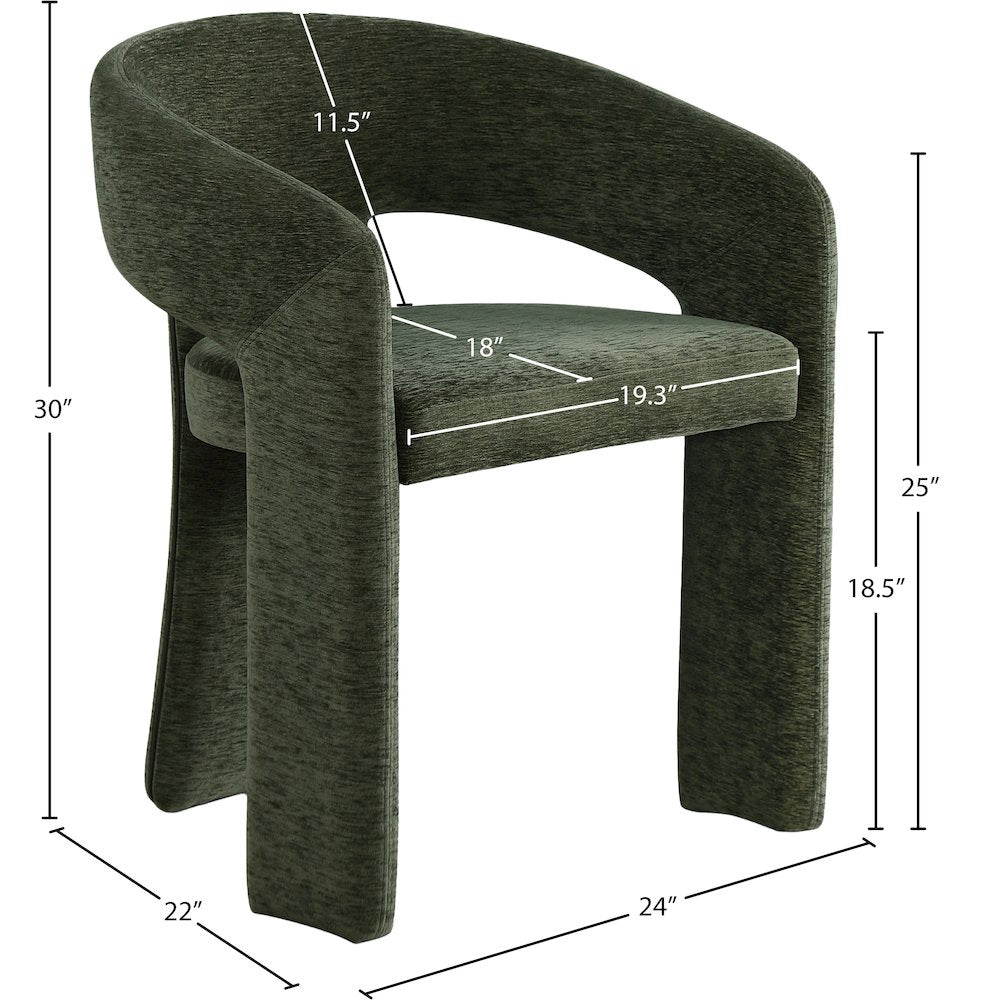 Rendition Green Plush Fabric Dining Chair Set of 2