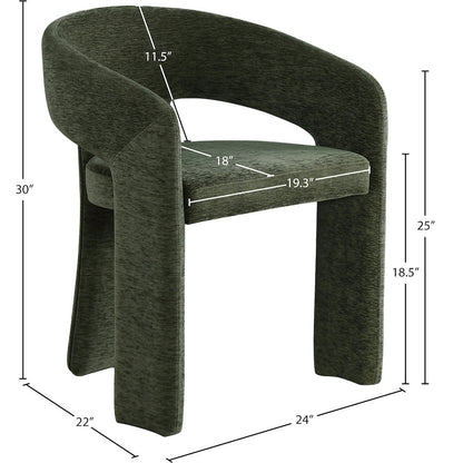 Rendition Green Plush Fabric Dining Chair Set of 2