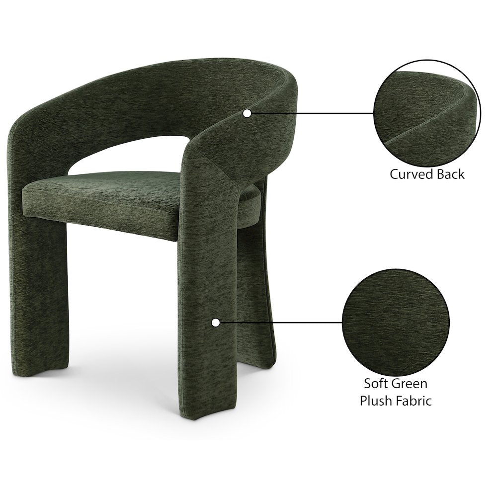 Rendition Green Plush Fabric Dining Chair Set of 2