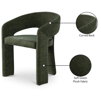 Rendition Green Plush Fabric Dining Chair Set of 2