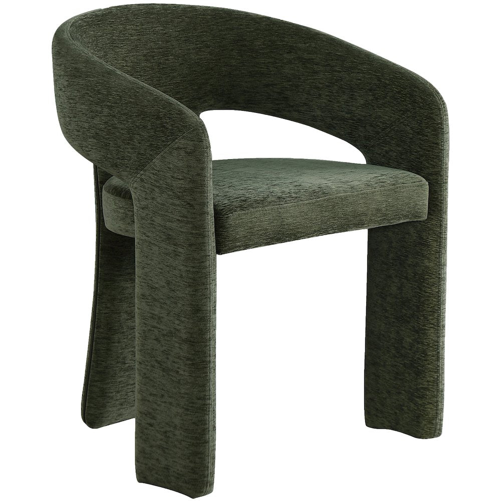 Rendition Green Plush Fabric Dining Chair Set of 2