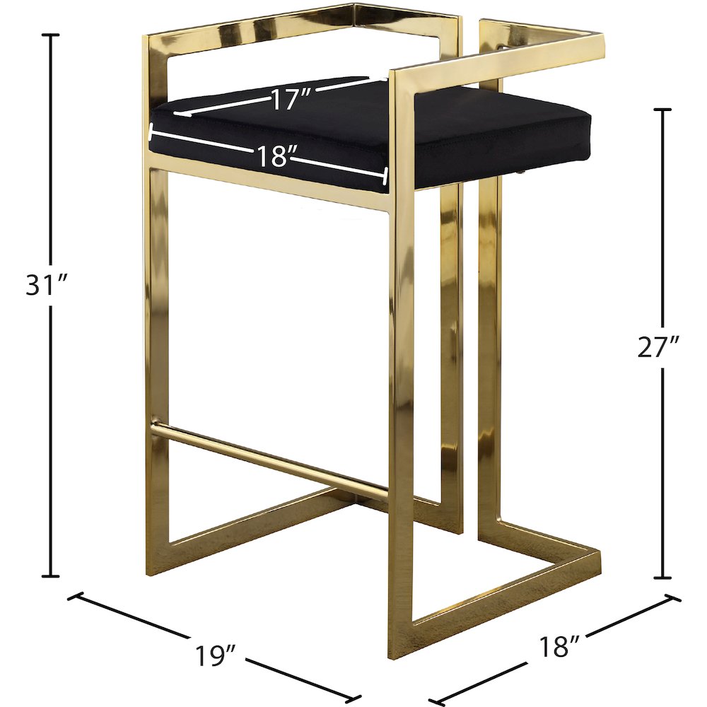 Ezra Black Velvet Stool, Set of 2