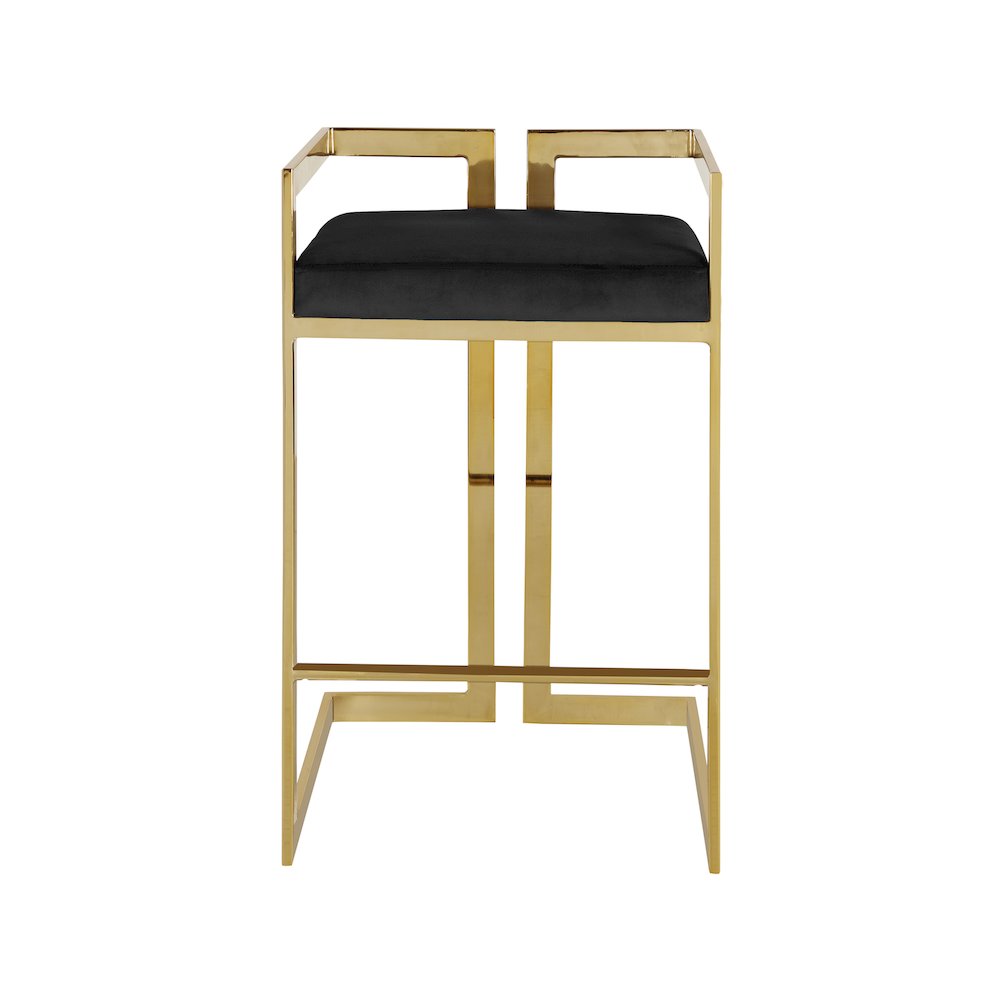 Ezra Black Velvet Stool, Set of 2
