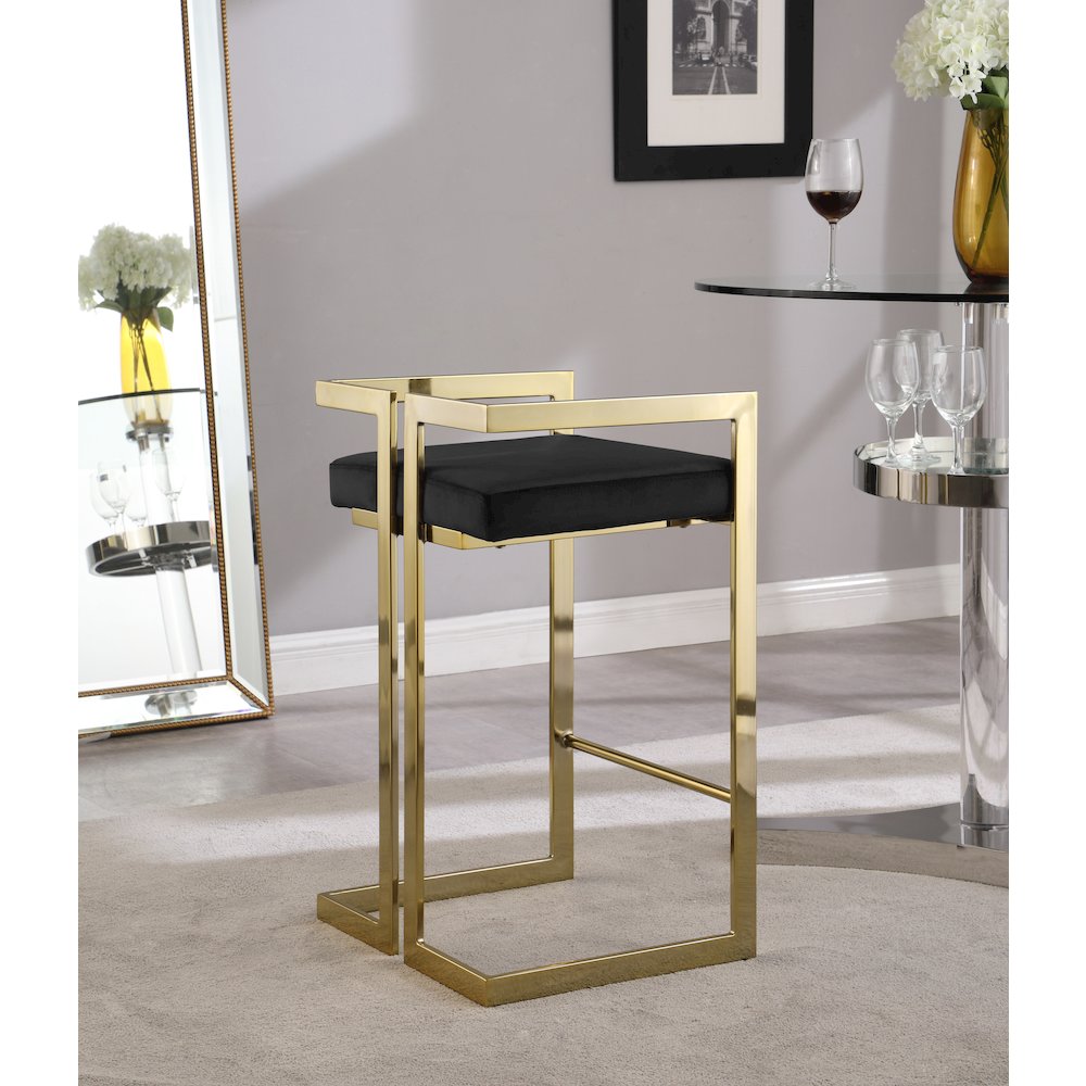 Ezra Black Velvet Stool, Set of 2