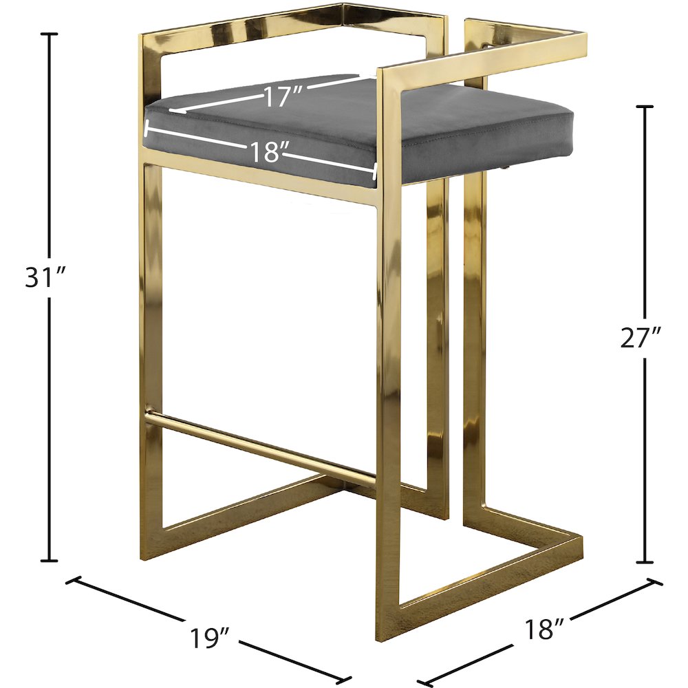 Ezra Grey Velvet Stool, Set of 2