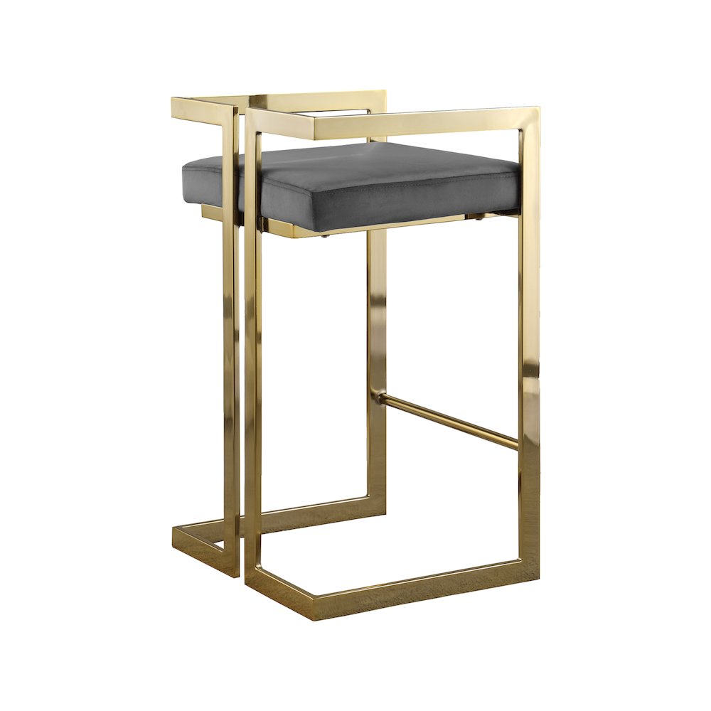 Ezra Grey Velvet Stool, Set of 2