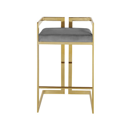 Ezra Grey Velvet Stool, Set of 2