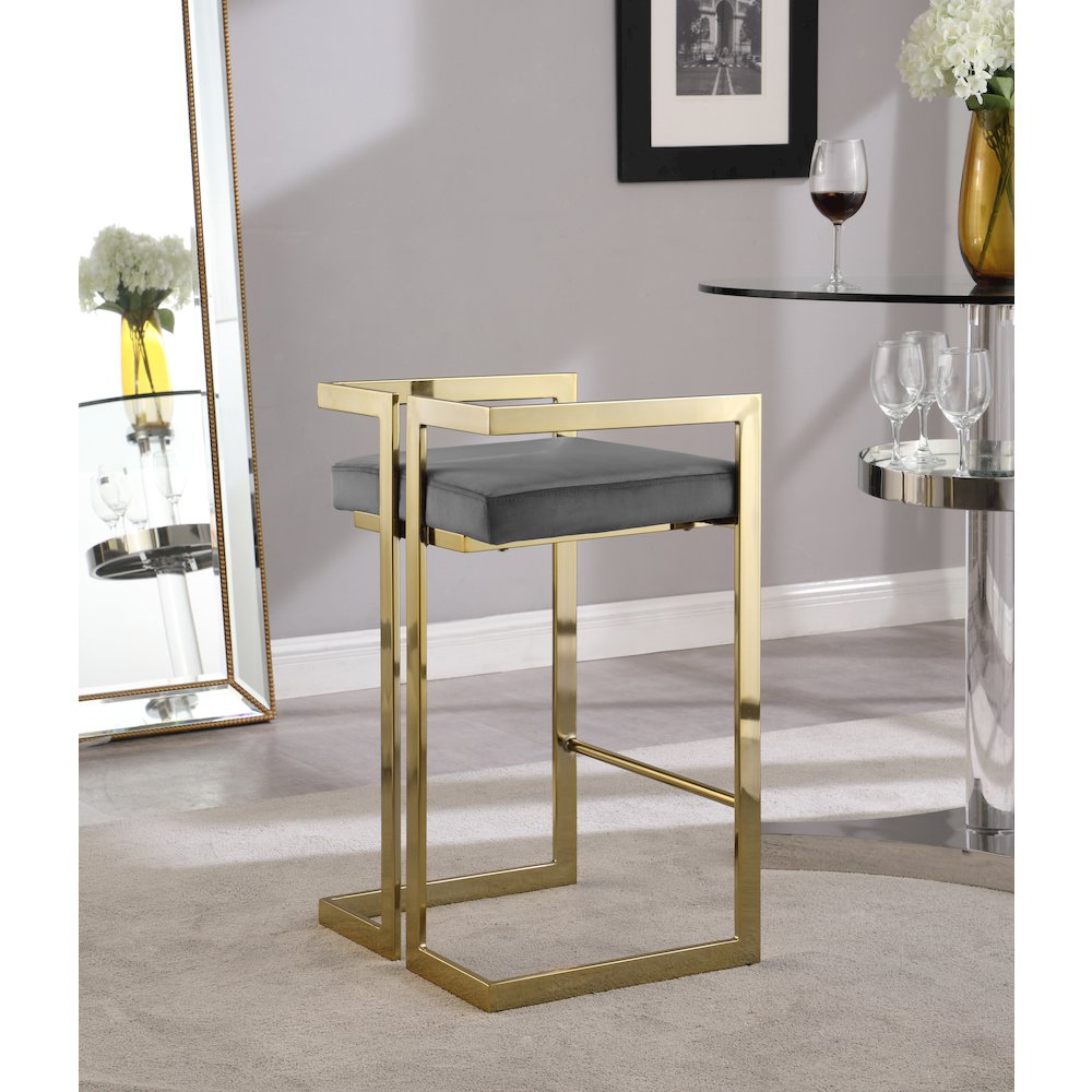 Ezra Grey Velvet Stool, Set of 2