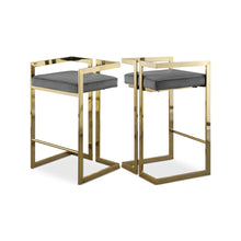 Ezra Grey Velvet Stool, Set of 2