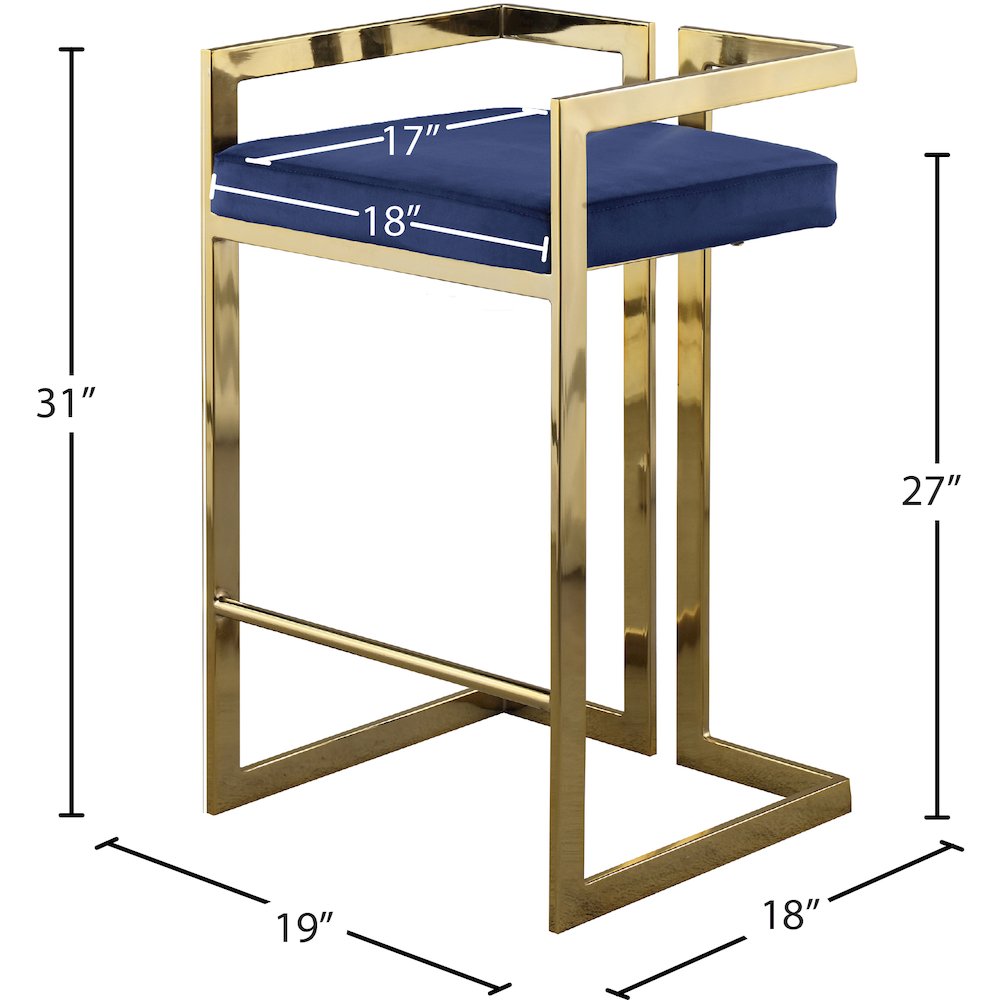 Ezra Navy Velvet Stool, Set of 2