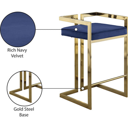 Ezra Navy Velvet Stool, Set of 2