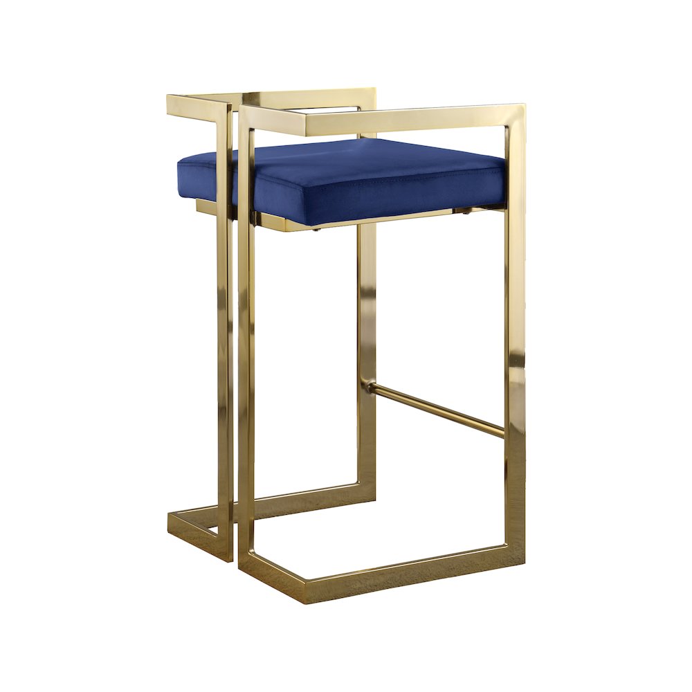 Ezra Navy Velvet Stool, Set of 2