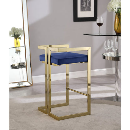 Ezra Navy Velvet Stool, Set of 2