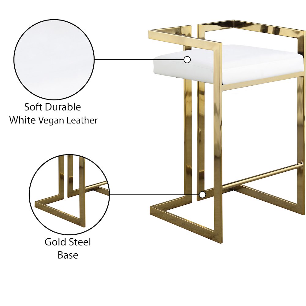 Ezra White Vegan Leather Stool, Set of 2