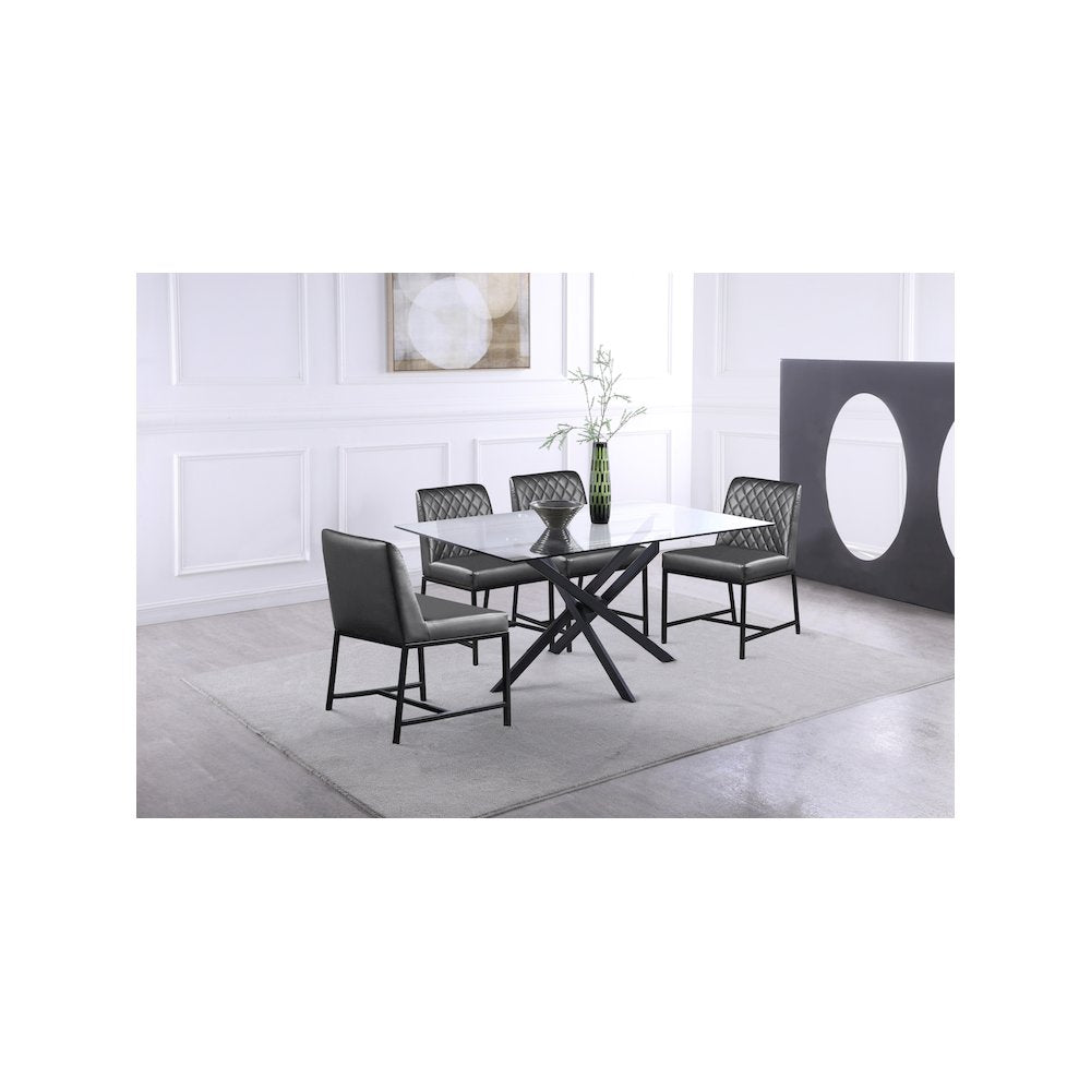 Bryce Grey Vegan Leather Dining Chair, Set of 2