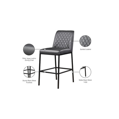 Bryce Grey Vegan Leather Stool, Set of 2