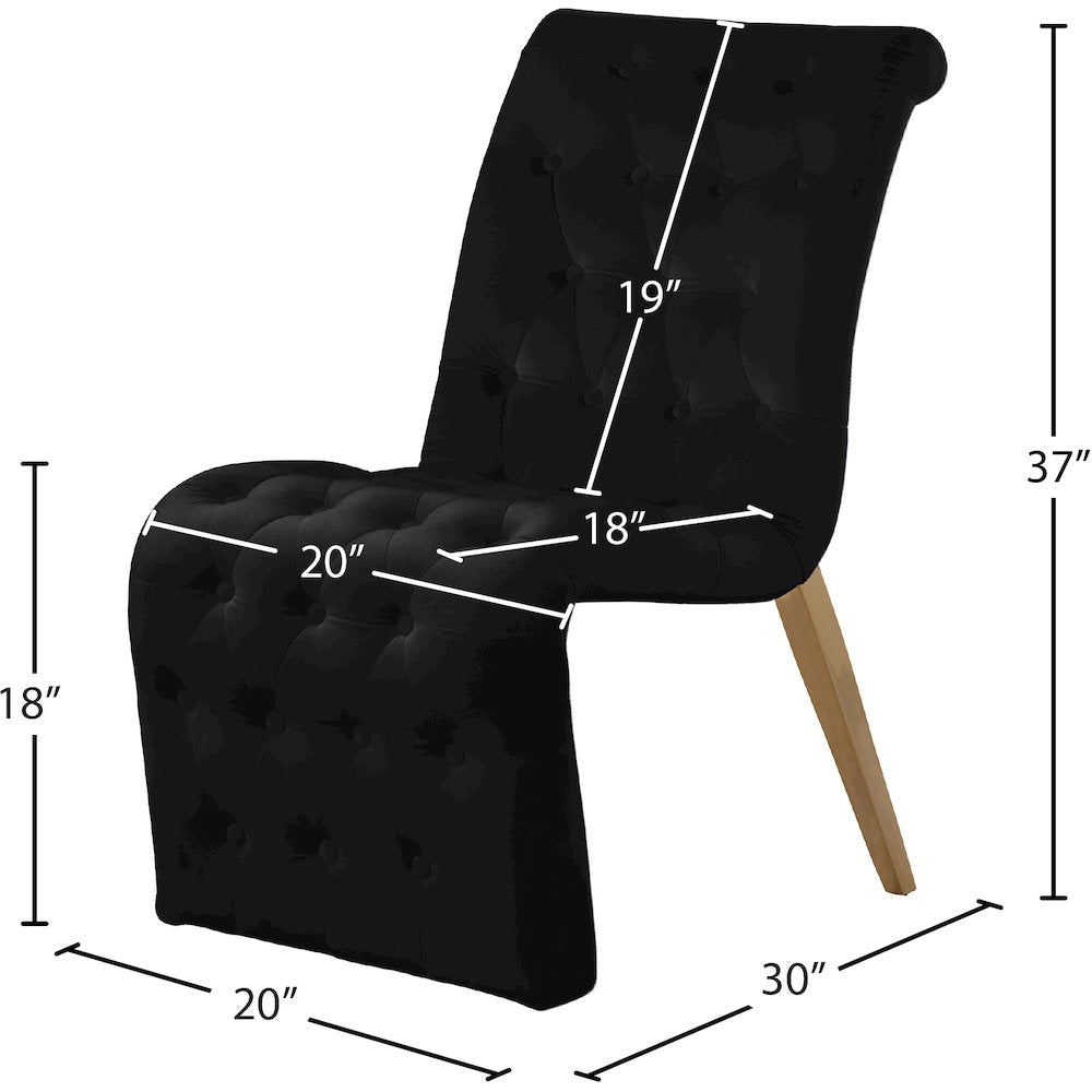 Curve Black Velvet Dining Chair, Set of 2