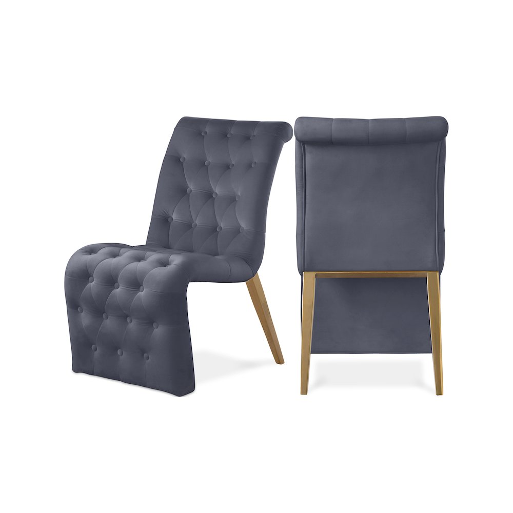 Curve Grey Velvet Dining Chair, Set of 2