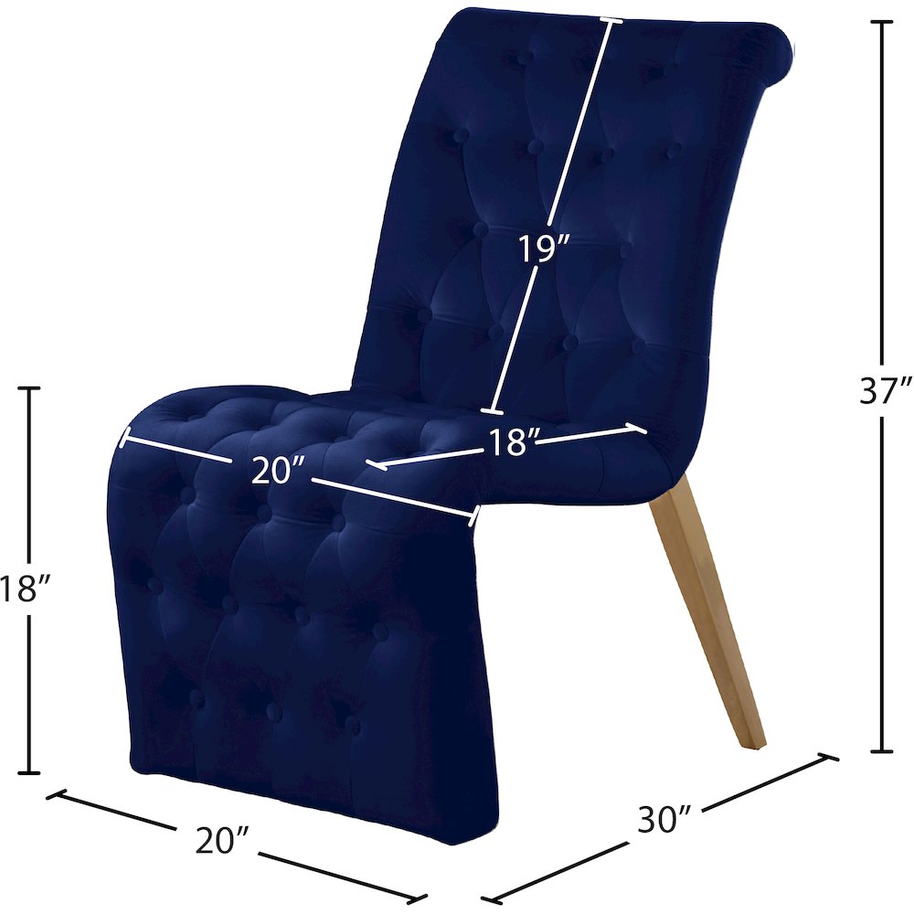 Curve Navy Velvet Dining Chair, Set of 2