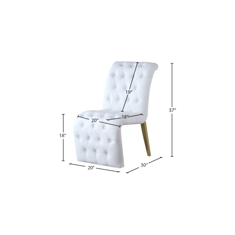Curve White Vegan Leather Dining Chair, Set of 2