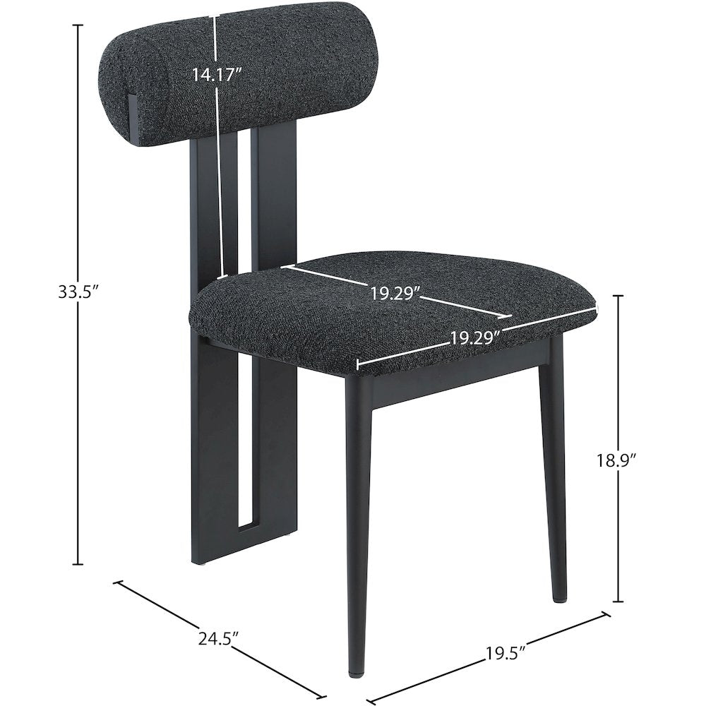 Dario Black Boucle Fabric Dining Chair, Set of 2