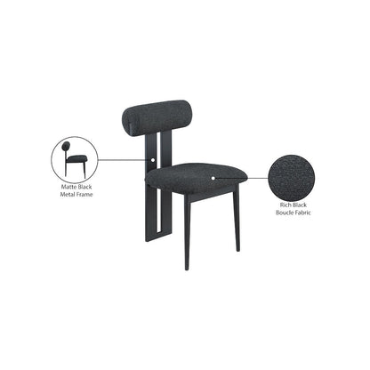 Dario Black Boucle Fabric Dining Chair, Set of 2