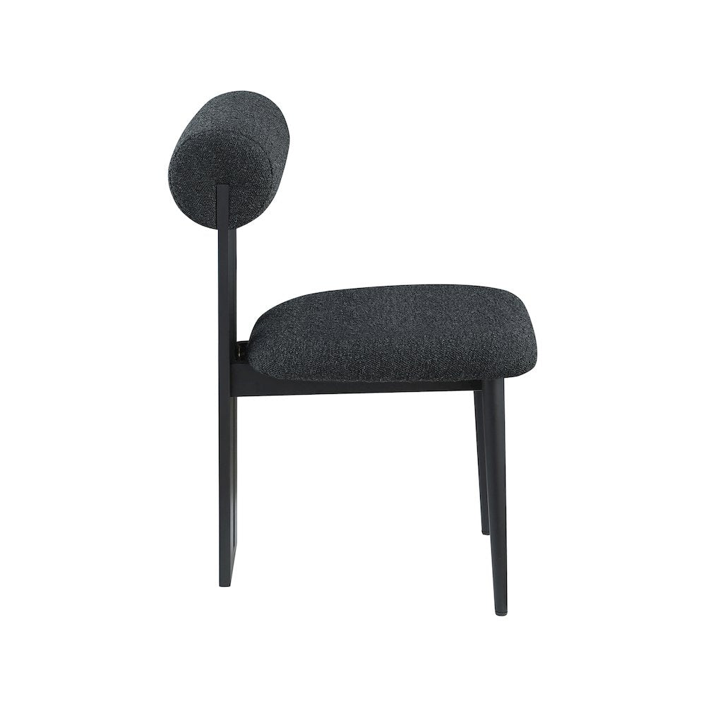 Dario Black Boucle Fabric Dining Chair, Set of 2