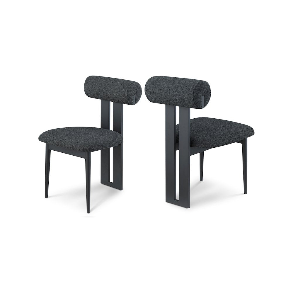 Dario Black Boucle Fabric Dining Chair, Set of 2