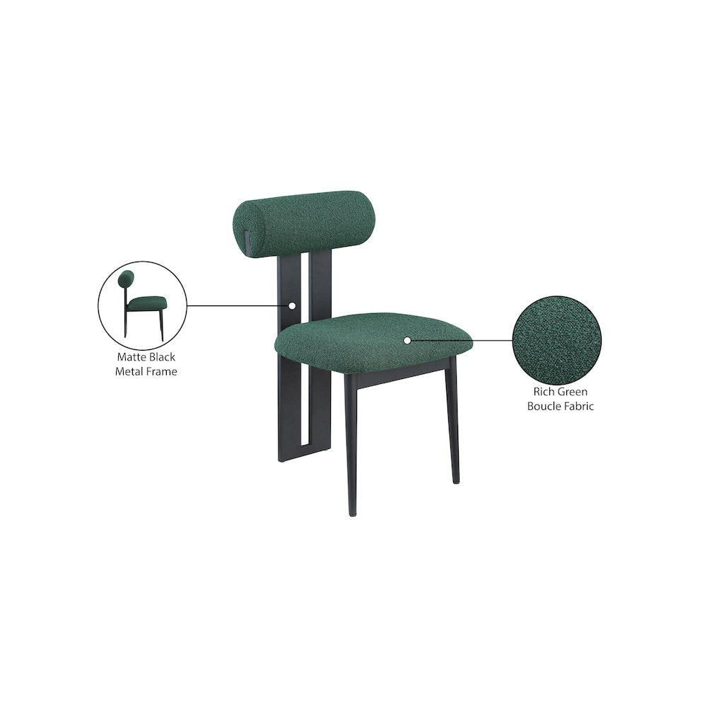 Dario Green Boucle Fabric Dining Chair, Set of 2