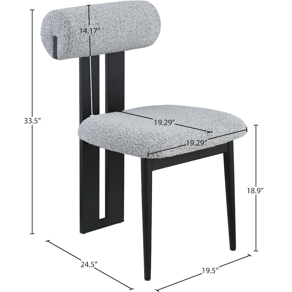 Dario Grey Boucle Fabric Dining Chair, Set of 2