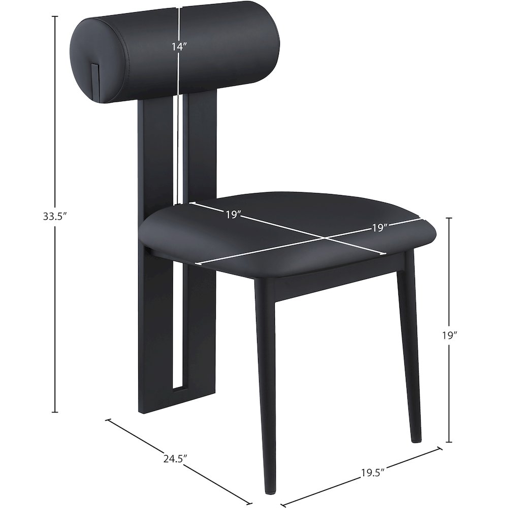 Dario Black Vegan Leather Dining Chair, Set of 2