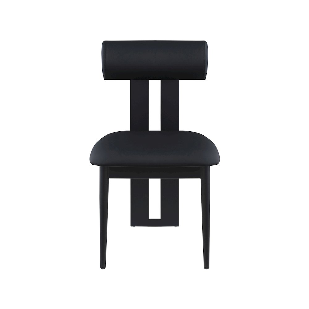 Dario Black Vegan Leather Dining Chair, Set of 2