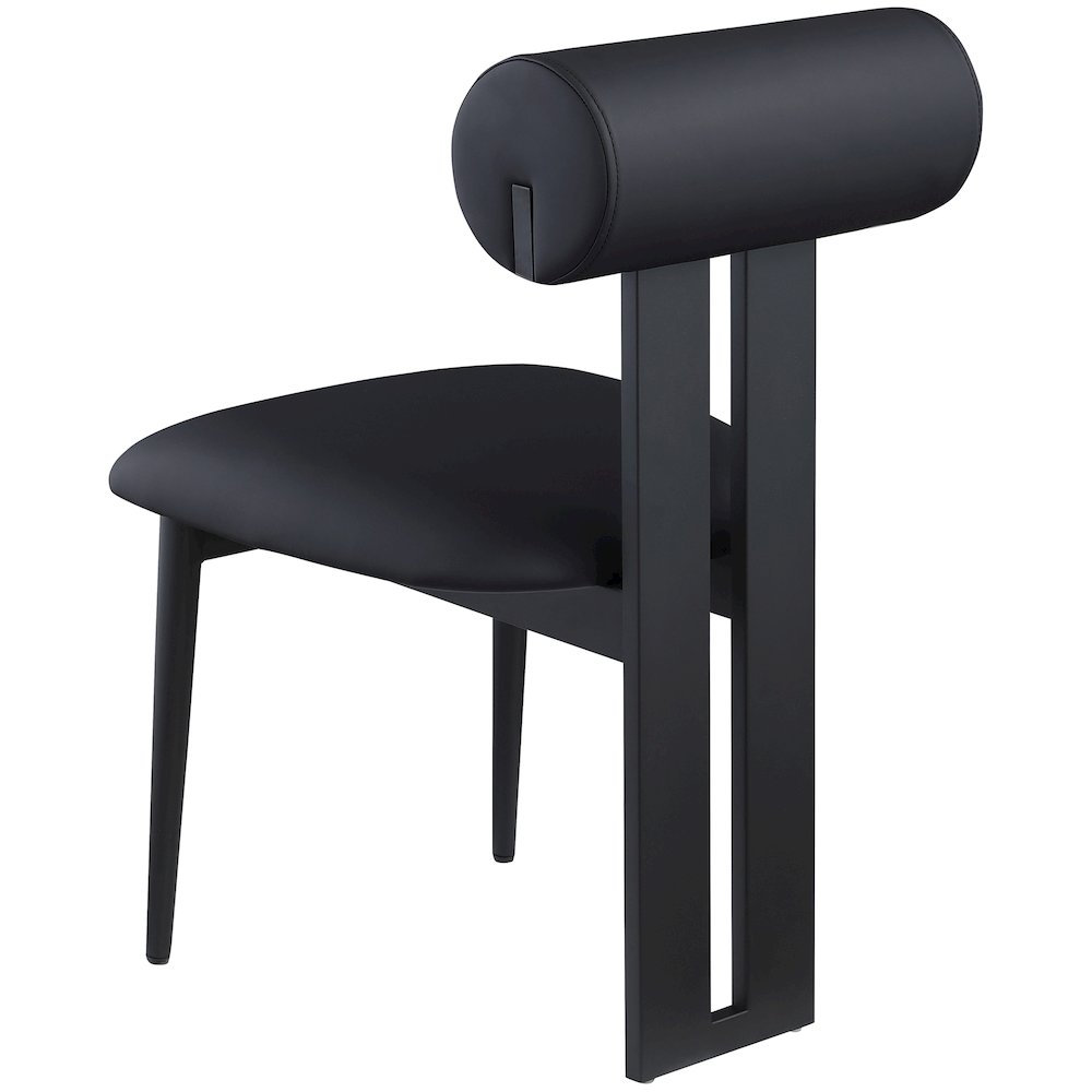 Dario Black Vegan Leather Dining Chair, Set of 2
