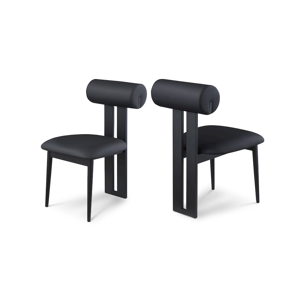 Dario Black Vegan Leather Dining Chair, Set of 2